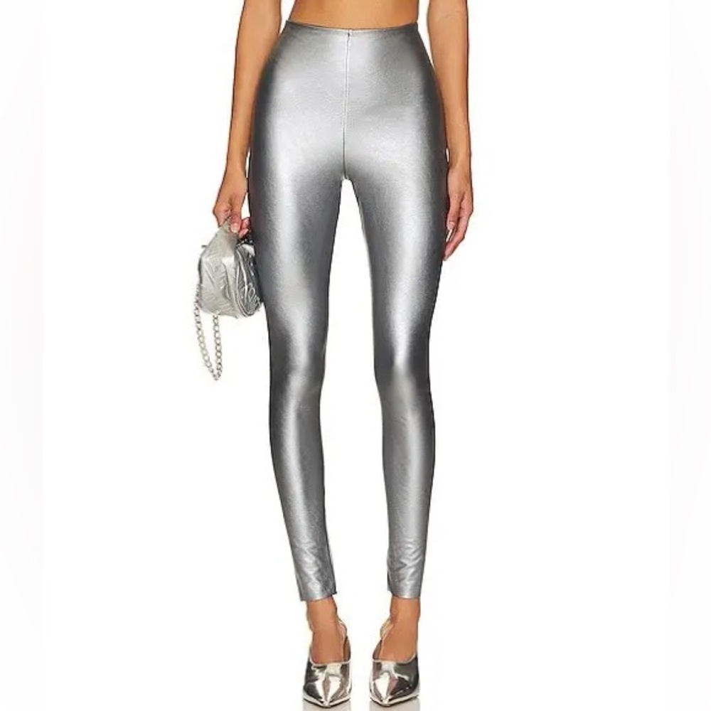 EUC Commando Platinum Silver Faux Leather Leggings Size M